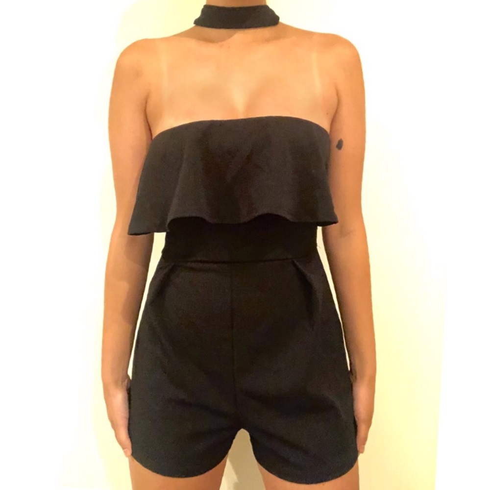 Black sleeveless romper